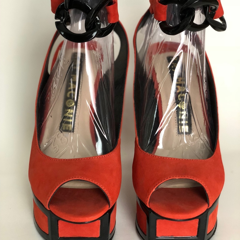 Kat Maconie New Orange-Red Suede Platforms 8 1/2